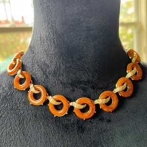 COPY - Vintage Signed Charel Necklace brown Bakelite Lucite moonstone gold tone…